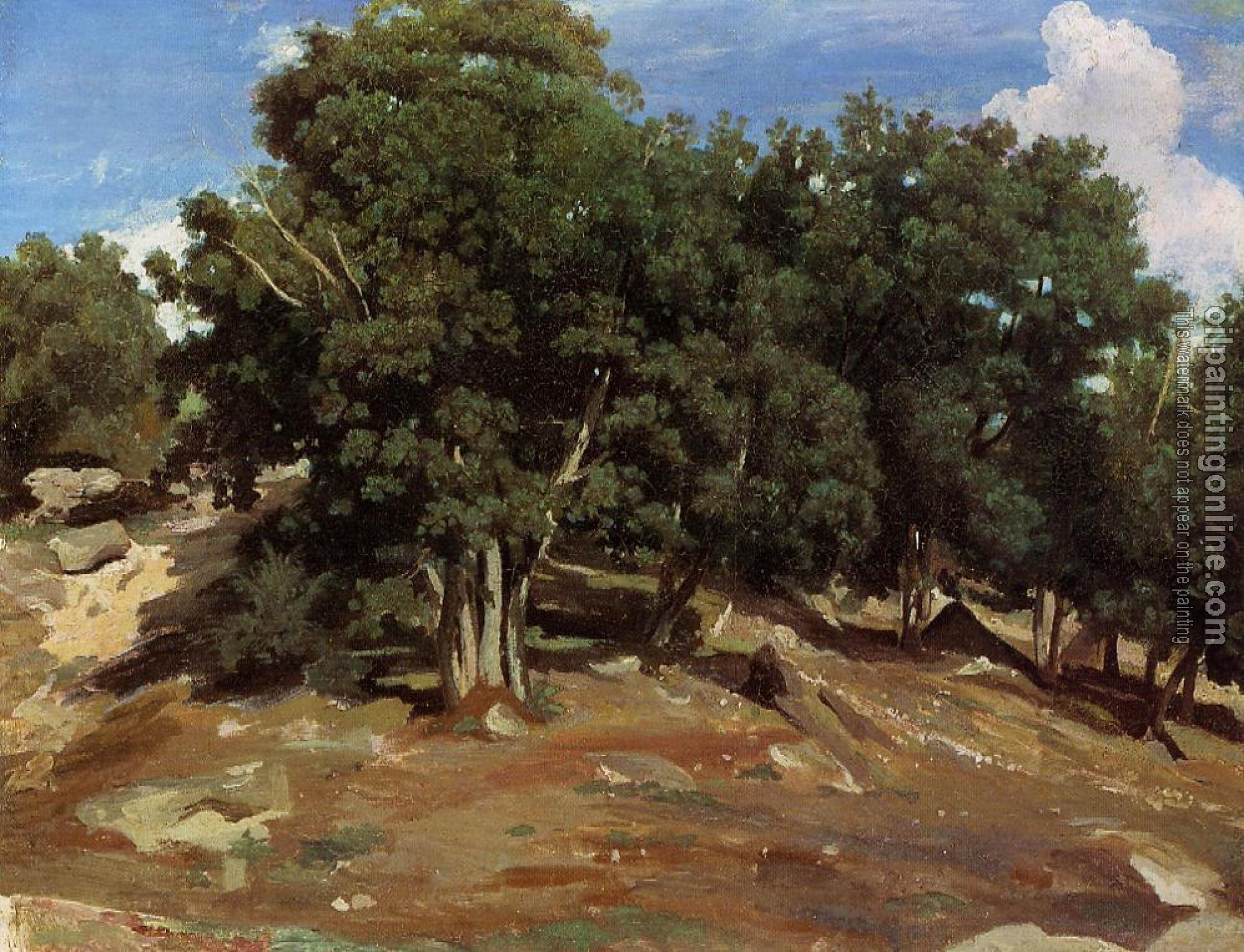 Corot, Jean-Baptiste-Camille - Fontainebleau - Black Oaks of Bas-Breau